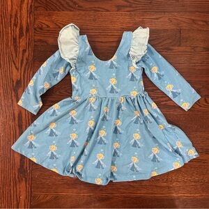 Disney Princess x Monica + Andy, Elsa Print Long Sleeve Dress, Size 3T, ruffles